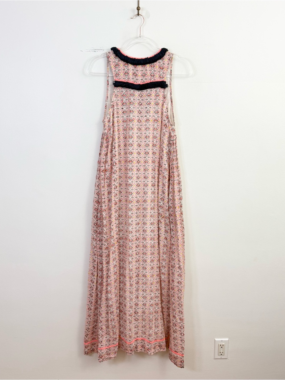Roberta Roller Rabbit Printed Cotton Maxi Dress Tassel Trim Pink Blue Size S - Picture 6 of 6